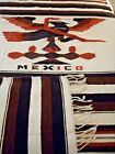 Mexican Serape Saltillo Woven Blanket Eagle Snake BOHO Brown Rust Black 48”x86”
