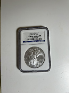 2008 SILVER EAGLE  EARLY RELEASE  GEM UNCIRC NGC BLUE LABEL * Free Shipping*
