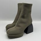 Jeffrey Campbell Dauphin Olive Green Neoprene Platform Chunky Boots size 5.5