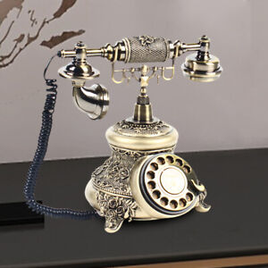 Antique Brass Handset Phone Handheld Telephone Rotary Dial Vintage Home Decor US