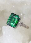 Size 7.5 Sterling Ring Made With Emerald Color Crystal From Swarovski