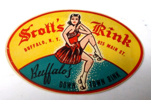 Vintage 1958 Scott`s Roller Rink Decal Label, Buffalo N.Y.