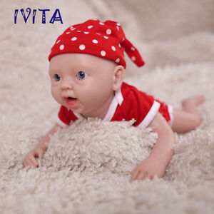 IVITA 15'' Full Body Soft Silicone Reborn Baby Girl Take Dummy Lifelike Dolls
