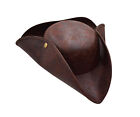 Distressed Brown Pirate Tricorne Hat  Tricorn Faux Leather Colonial Costume