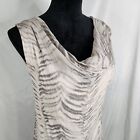 DOLCE RAGAZZA Size Medium 100% Silk Chiffon Beige Zebra Print Cowl Neck Blouse