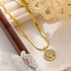 Woman 18K Gold Plated Life of Tree CZ Round Charm Chain Necklace Stainless Steel