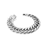 Stainless Steel Silver-Tone Classic Link Chain Mens Bracelet, 9