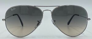 Ray Ban Aviator Silver 3025 003/32 Grey Gradient Lenses Sunglasses 58 mm New