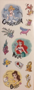 DISNEY PRINCESS wall stickers 12 decals Cinderella Ariel Belle Flounder Mermaid