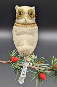 Vintage Clip On White & Gold Owl/Bird Ornament Wolin Japan Christmas MCM