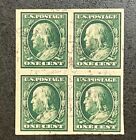 US 1910 1c Franklin Imperfect #383 Used Block of 4 4B870