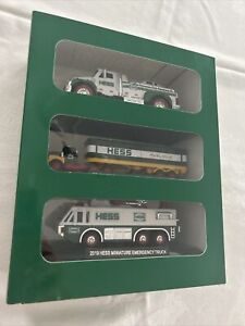 HESS 2019 Mini Collection (3pk) Box Trailer/Emergency/Truck & Race Car NIB