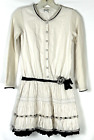 Eliane et Lena Paris Girls Dress Sz 10 A 100% Cotton Cream Black Shirred