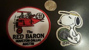 Snoopy and the Red Baron embroidered iron on sew on patch Lot (2) new old stock