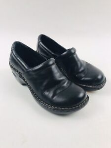 Born Concept BOC Shoes Women's 8 M Black Leather Wedge Loafer Nurse Clog BC3632