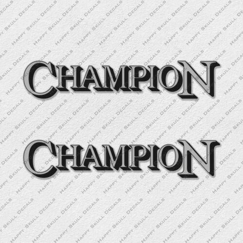 CHAMPION BOAT LOGO SILVER DECALS STICKERS Set of 2 14.25