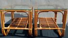 Set of 2  Vtg  Bent Rattan End Glass Top End Tables BOHO Beach  20x20x20 Inches