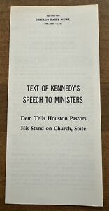 1960 JFK Kennedy Speech To Ministers Campaign Brochure