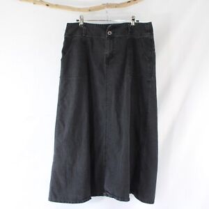 Cato Long Modest Black Denim Size 12 Jean Maxi Skirt w/ pockets A-line No Slit