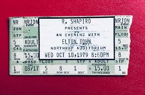 Elton John, 10/10/1979 ticket stub, Northrup Auditorium, Minneapolis, MN