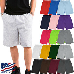 Mens Fleece Sweat Shorts Brushed Lightweight Joggers Pants S 5XL Side Pockets