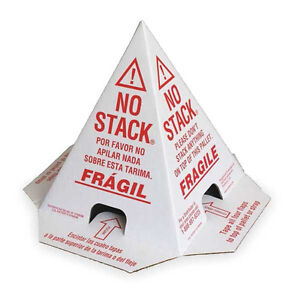 100 No Stack Pallet Cones 8 x 8 x 10 White/Red : English,Spanish, French