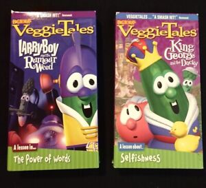 Lot of 2 VeggieTales VHS Larryboy And The Rumour Weed ,King George And The Ducky