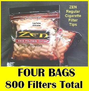 FOUR BAGS ZEN Regular Size Cigarette Filter Tips - 200 per bag - 800 TOTAL