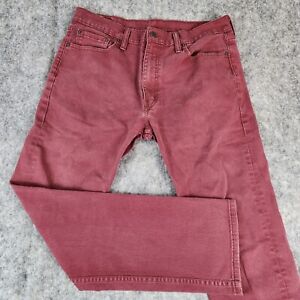 Levis 513 Pants Jeans Men's 36 x 32 Red Denim Slim Straight Leg Maroon Burgundy