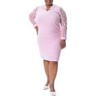 Kasper Womens Pink Lace Knee-Length Long Sleeve Sheath Dress L BHFO 5354