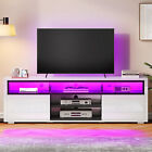 High Gloss TV Stand with LED Lights for Up to 75 inch TV Entertainment Center