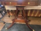 ANTIQUE HAND CARVED MAHOGANY ROSE LYRE HARP ITALIAN TABLE