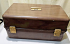 Vintage UMCO 520W Brown Wood Grain Large Fishing Tackle Box, W/O Handle 20X12X10