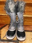 Sorel Women’s Gray High Snow Boots Faux Fur Waterproof Size 8