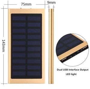 Solar Power Bank 10,000mah Portable Mobile Battery Charger Phone Camping Power