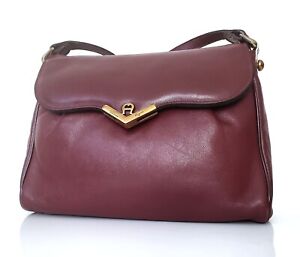 60s - 70s Vintage Etienne Aigner Handmade Burgundy Oxblood Leather Shoulder Bag