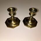Pair Vintage Gold Tone Brass Candle Stick Holders 3x3” Unmarked