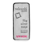 Valcambi 1 Kilo 32.15 troy oz Silver Cast Bar .999 Fine - Assay Card
