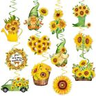 Sunflower Party Decorations for Hanging Swirl Yellow Sunflower Gnome Foil Cei...