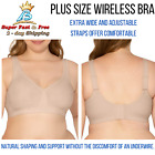 Womens  Plus Size Wireless Unlined Cups Top Bra Supports Full Figure Cotton Bra
