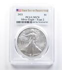 MS70 2021 American Silver Eagle Type 2 First Day Production Graded PCGS *744