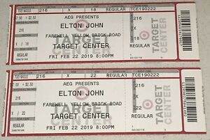 Elton John Full Unused Concert Ticket Stub Minneapolis MN Target Center 2/22/19