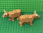Lego 2 Complete Medium Nougat City Barn Farm Cow Animal With Small White Horns
