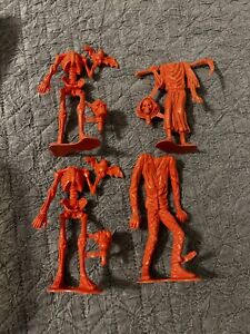 Vintage MPC Pop Top Horrors 6” Orange Reaper Skel Figure’s 1960s 4pcs Untouched!