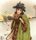 1893 World's Fair Boston Rubber Shoe Co. Lovely lady Winter Scene P220