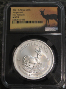 2021 South Africa Silver Krugerrand NGC MS70 ~ First Releases ~ Black Core ~