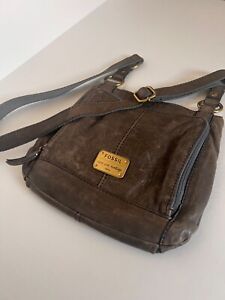 Fossil Purse Long Live Vintage 1954 Butter Soft Grey Leather Shoulder Bag