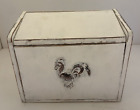 Vintage Wood Recipe Box Painted White Chalk Primitive Rooster Farmhouse Rustic