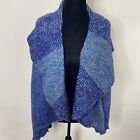 Vintage Chunky Knit Woman S/M Open Cardigan Hipster Blue Long Sleeve Bohemian
