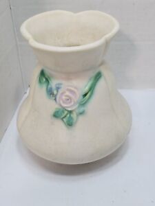 New ListingVintage Weller Pottery Wild Rose Flower Vase  model F-1